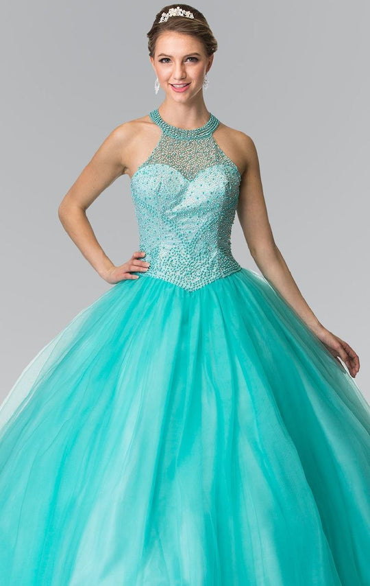 Beaded Halter Ballgown GL2309