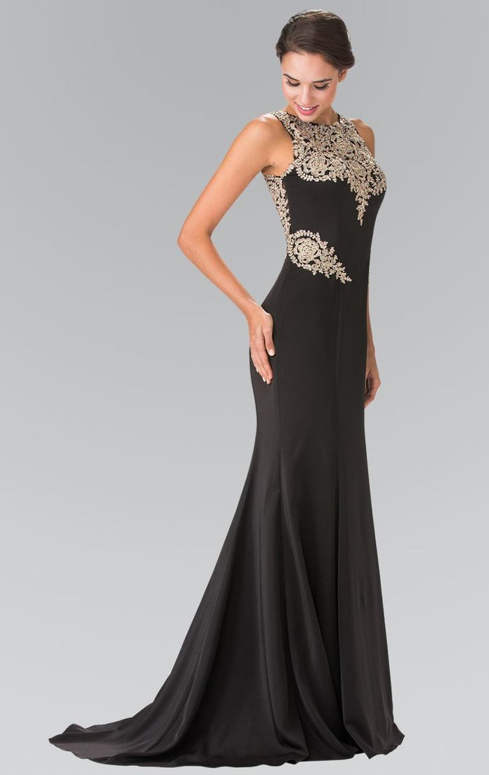 Embellished Scoop Neck Rome Trumpet Dress GL2312