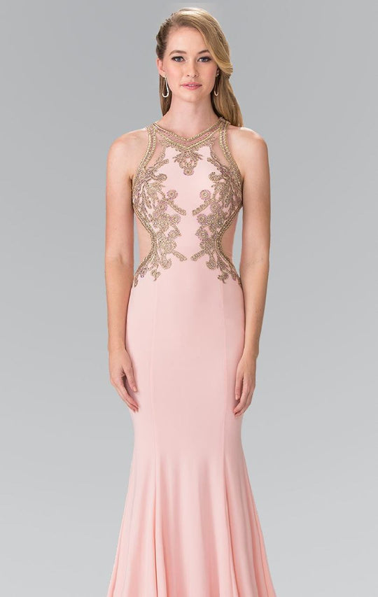 Halter Long Gown with Side Cut Outs GL2321