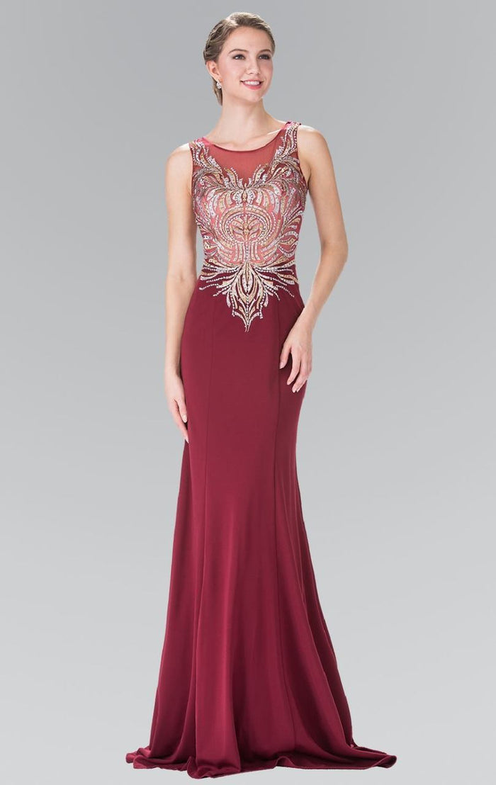 Embellished Scoop Neck Rome Trumpet Dress GL2323