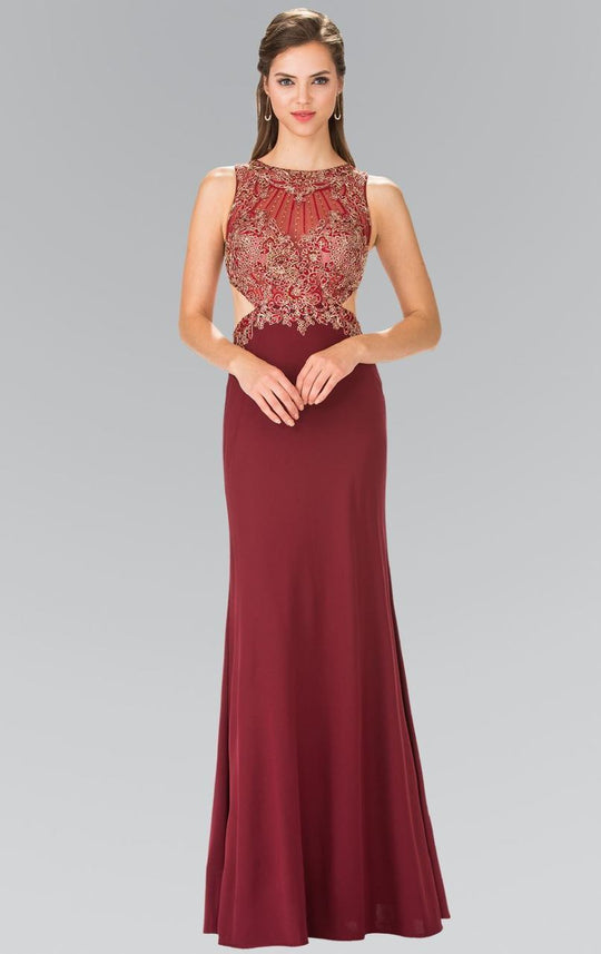 Jewel Long Dress with Side Cut Outs GL2324