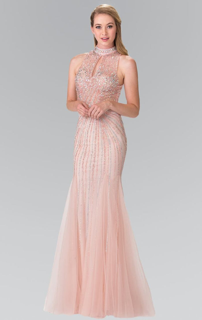 Sequined Halter Trumpet Gown GL2330