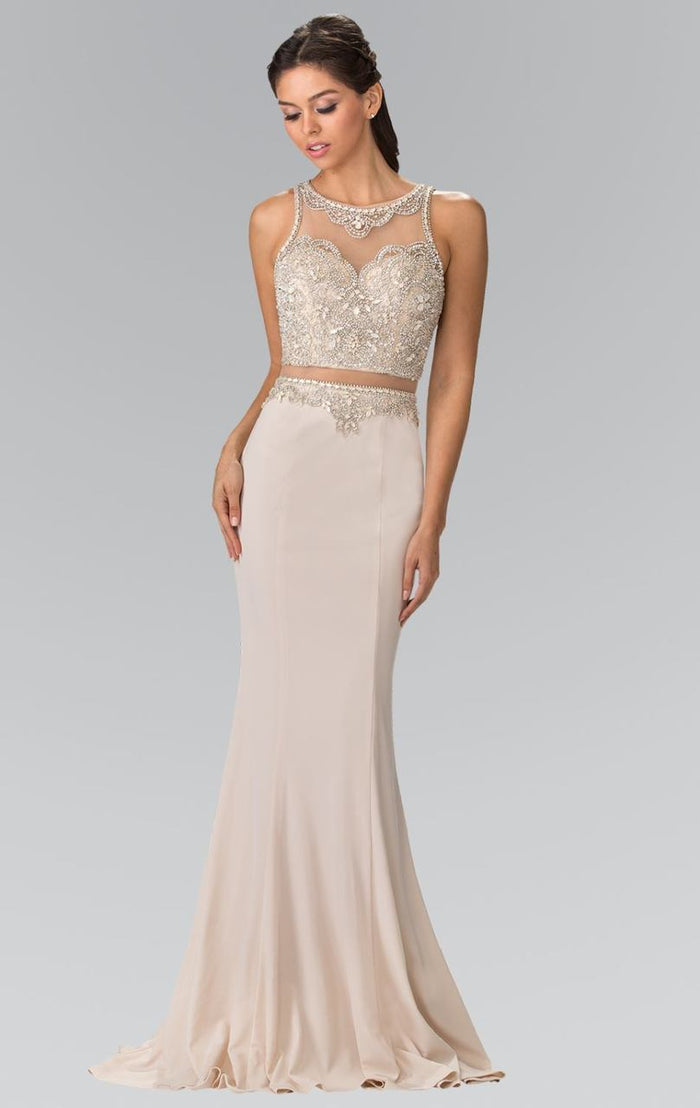 Bead Embellished Illusion Sweetheart Dress GL2342