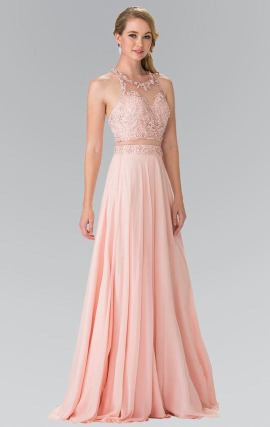 Embellished Crew Neck Chiffon A-Line Dress GL2347