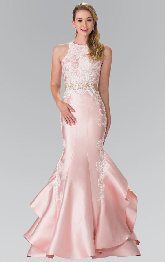 Halter Ruffled Mermaid Gown GL2356