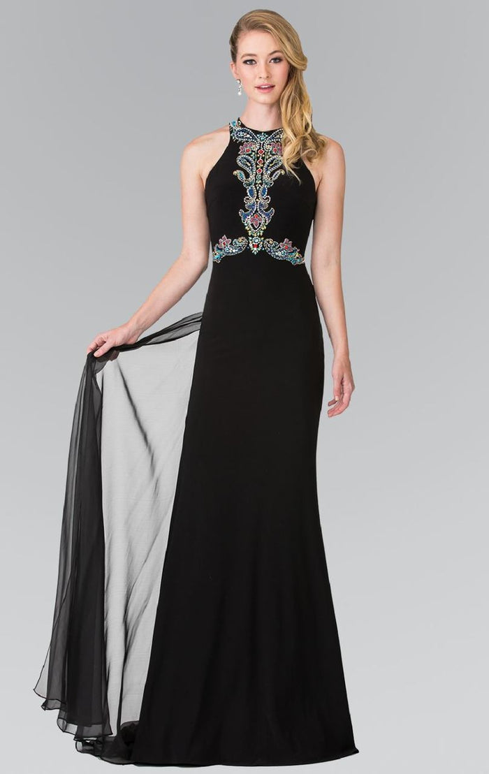 Beaded Halter Long Gown GL2358