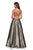 La Femme - Metallic Deep V-neck Pleated Ballgown 27532 - 1 pc Gold/Black In Size 4 Available