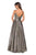 La Femme - 27619 Metallic A-Line High Slit Gown In Gold
