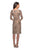 La Femme - 26871 Knee Length Quarter Sleeve Sequined Dress In Gold and Neutral