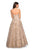 La Femme Gigi - 27640 Plunging Sweetheart Embroidered Gown In Gold and Nude