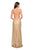 La Femme - 27725 Lace Embellished Deep V-neck Trumpet Dress In Gold