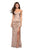 La Femme - 27780 Crisscross Ruched Strapless Gown with Slit In Gold