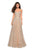 La Femme - 27747 Sequined V-neck A-line Dress In Gold