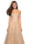 La Femme - 27776 Strapless A-Line Textured Lace Gown In Gold