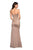 La Femme - 27780 Crisscross Ruched Strapless Gown with Slit In Gold