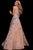 57978 Bateau Illusion Floral Embroidered Prom Gown
