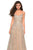 La Femme - 27747 Sequined V-neck A-line Dress In Gold
