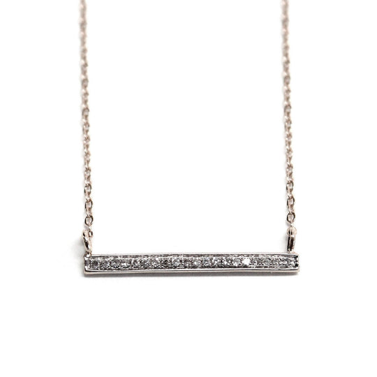 14k White Gold Diamond Bar Necklace