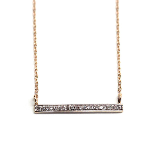 14k Gold Diamond Bar Necklace