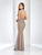 Clarisse - 4916 Illusion Jewel Neck Beaded Gown in Gray and Neutral