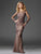 Clarisse - M6425 Longsleeved Soutache Evening Gown in Gray and Neutral