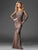 Clarisse - Long Sleeved Soutache Evening Gown M6425 In Gray and Nude