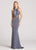 Ellie Wilde - EW118137 High Halter Illusion Cutout Jersey Sheath Gown In Gray