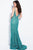 58433 V Neck Lace Embellished Fitted Prom Dress