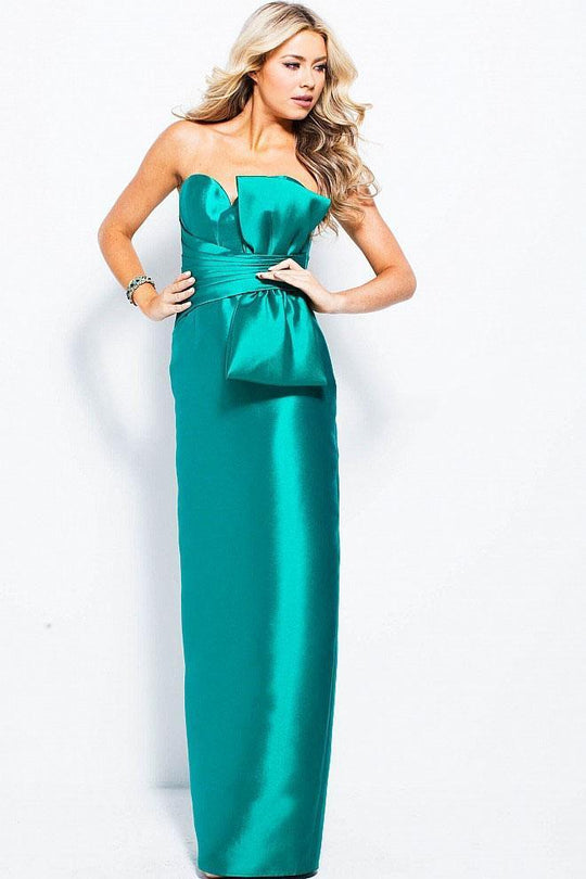 JVN51457 Strapless Bow Accented Column Dress