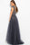 JVN60967 Cap Sleeve Tulle Overlaid Sheath Gown