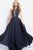 Jovani - Embellished Illusion Halter Chiffon A-line Dress JVN59049 in Black