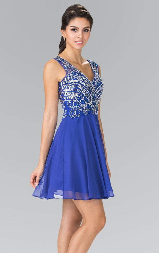 Sleeveless V Neck Cocktail Dress GS1467