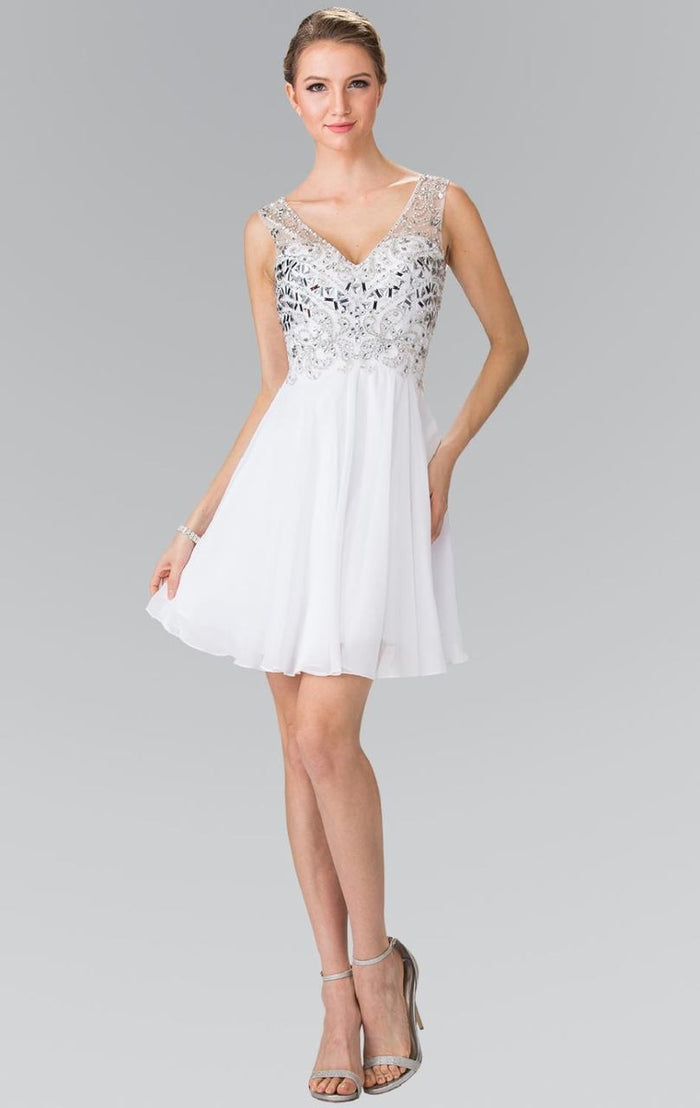 Sleeveless V Neck Cocktail Dress GS1467
