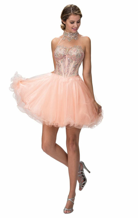 Embellished High Neck Cocktail Dress GS2029