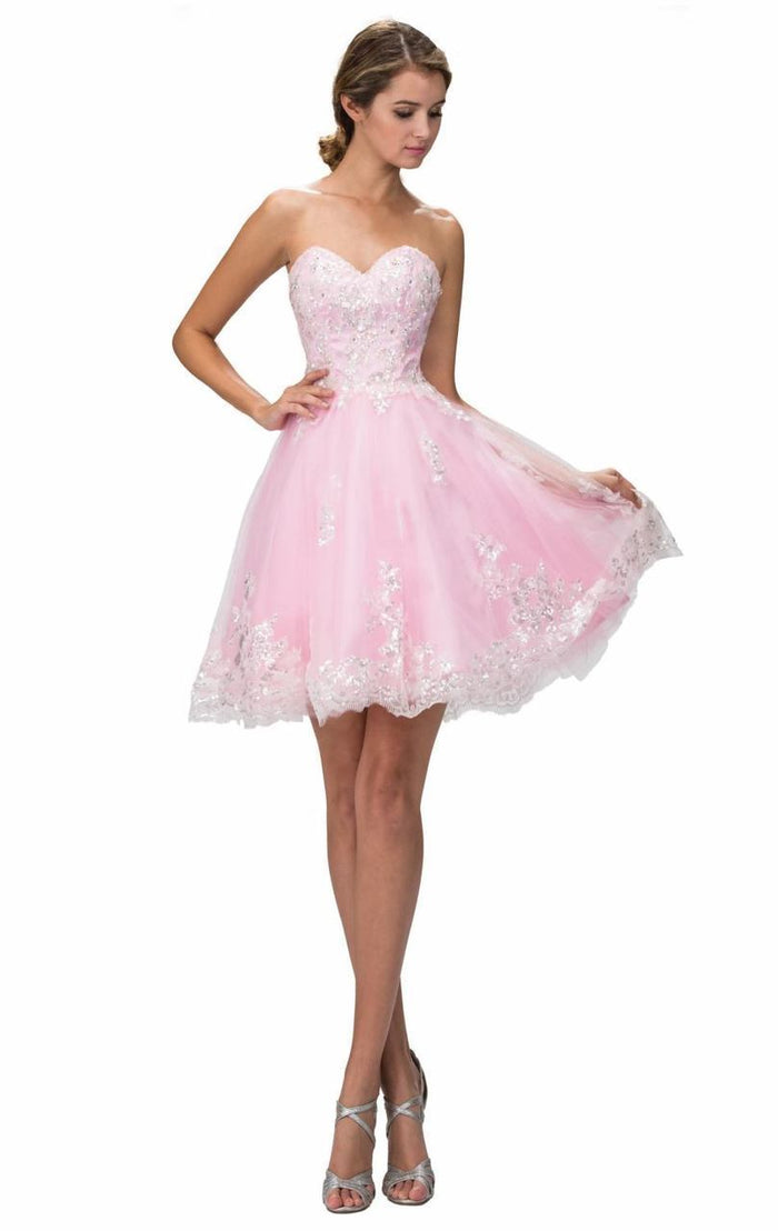 Sequined Strapless Cocktail Dress GS2048