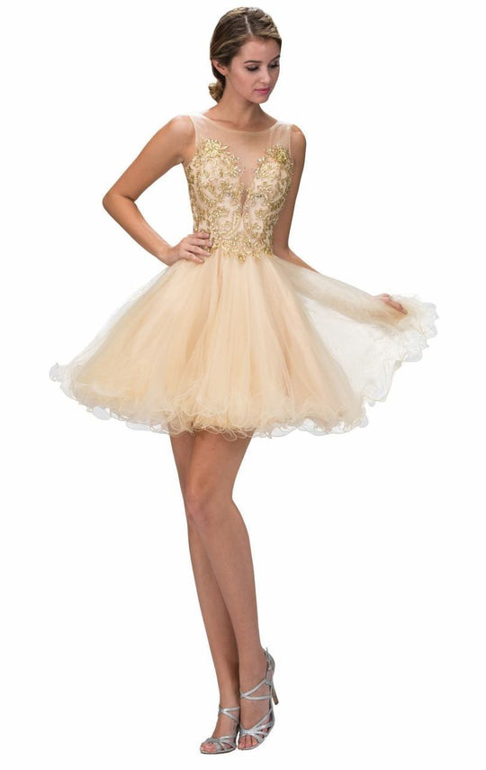 Embellished Sleeveless Cocktail Dress GS2157