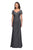 La Femme - 27855 Pleat-Ornate Short Sleeve A-Line Dress In Gray