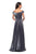 La Femme - 27846 Ruched Off-Shoulder A-line Dress In Gray
