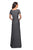 La Femme - 27855 Pleat-Ornate Short Sleeve A-Line Dress In Gray