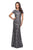 La Femme - 27884 Floral Bateau Evening Dress In Gray