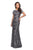 La Femme - 27884 Floral Bateau Evening Dress In Gray