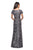 La Femme - 27884 Floral Bateau Evening Dress In Gray