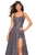 La Femme - 27476 Classy Allover Lace Organza Gown with Romper shorts In Gray