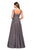 La Femme - 27476 Classy Allover Lace Organza Gown with Romper shorts In Gray