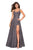 La Femme - 27476 Classy Allover Lace Organza Gown with Romper shorts In Gray
