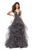 La Femme - 27502 Satin Deep Sweetheart Ruffled Tulle A-line Dress In Gray