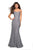La Femme - 27565 Allover Lace Sleeveless Strappy Back Mermaid Gown In Gray
