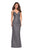 La Femme - 27234 Sequined V-Neck Open Back Gown In Gray