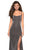 La Femme - 27089 Beaded Strappy Scoop Gown with Slit In Gray