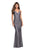La Femme - 27501 Ruched Sweetheart Jersey Trumpet Dress In Gray